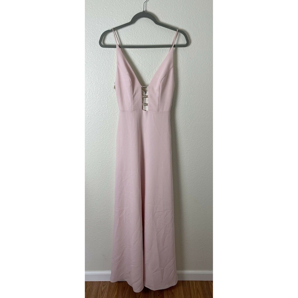 ABS Women's Sz 2 Blush Pink V-Neck Gown‎ Maxi Dress Bridal NWT